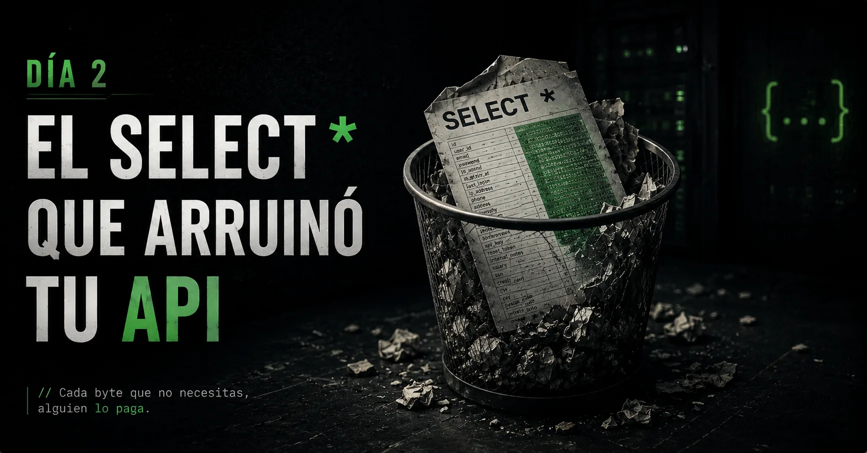 Día 2: El SELECT * que arruinó tu API (y vos ni te enteraste)